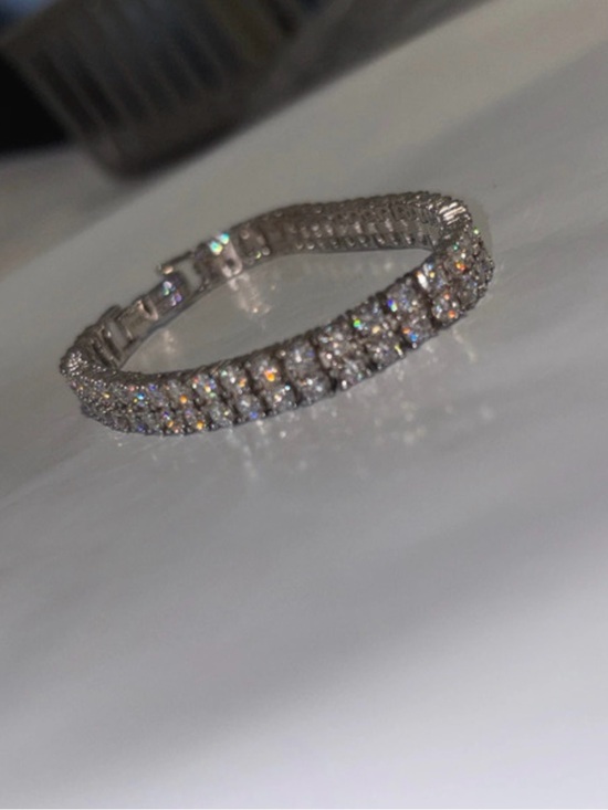 Jewelry - S925 Sterling Silver Double Row Tennis Bracelet 8.85 CTW DEW 6.5”